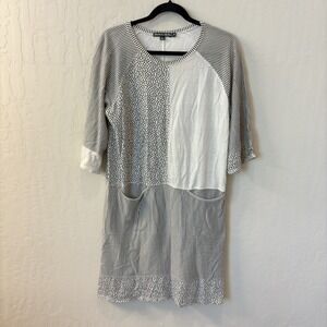 Gudrun Sjoden Mixed Print Tunic Dress‎ Black White Organic Cotton Modal Size M